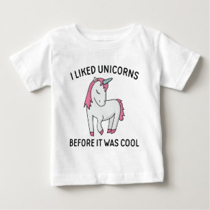 Camiseta Para Bebê Gostei De Unicórnios Antes De Ser Legal