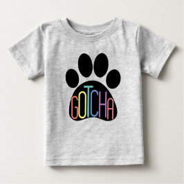 Camiseta Para Bebê "Gotcha" Camiseta Bebê Celebrando Adoção de Cão