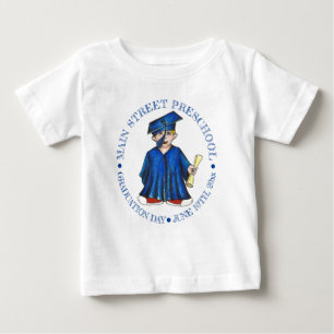 Camiseta Para Bebê Graduação da pré-escola Boné azul-Formando