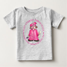 Camiseta Para Bebê Graduação da pré-escola de Boné de Formando rosa