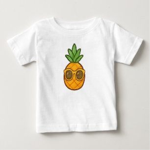 Camiseta Para Bebê Gráfica de Abacaxi com Óculos de Sol