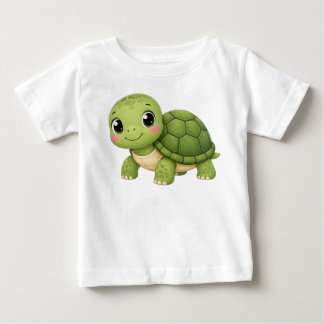 Camiseta Para Bebê Gráfico Adorável de Tartaruga Marinha Verde