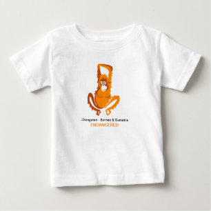 Camiseta Para Bebê Gráfico animal ameaçado de corte - ORANGUTAN