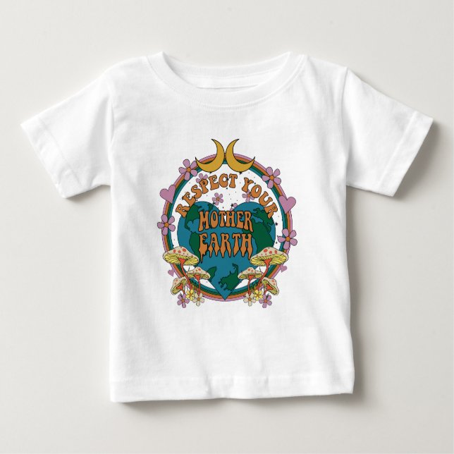 Camiseta Para Bebê Gráfico da Terra-Mãe Retro dos anos 70 (Frente)