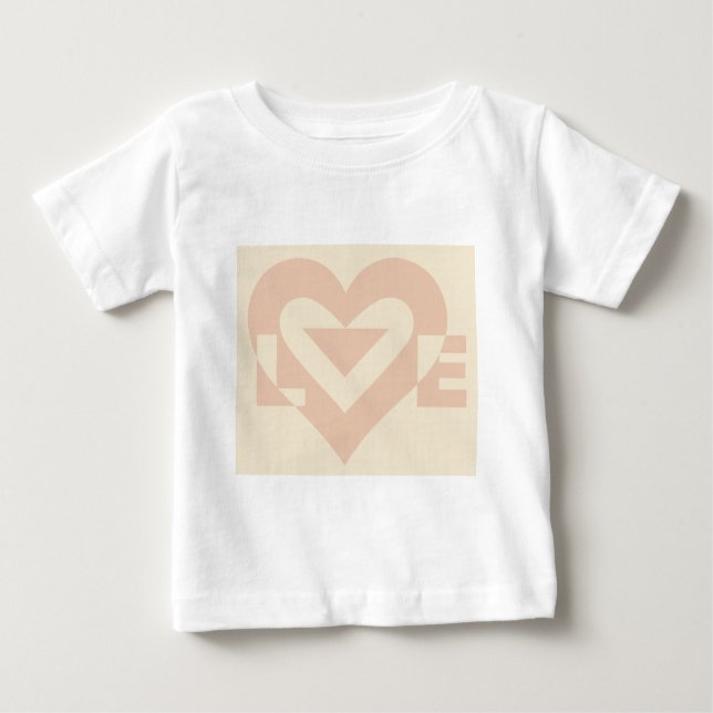 Camiseta Para Bebê Gráfico de Amor Bonito, Creme Beige (Frente)