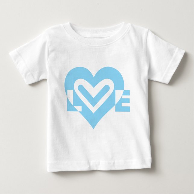 Camiseta Para Bebê Gráfico de amor bonito em azul (Frente)