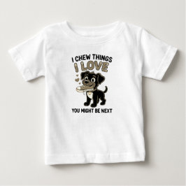 Camiseta Para Bebê Gráfico de Aviso de Brinquedo de Cachorro Divertid