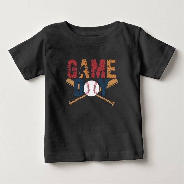 Camiseta Para Bebê Gráfico de Baseball no Dia do Jogo (Frente)