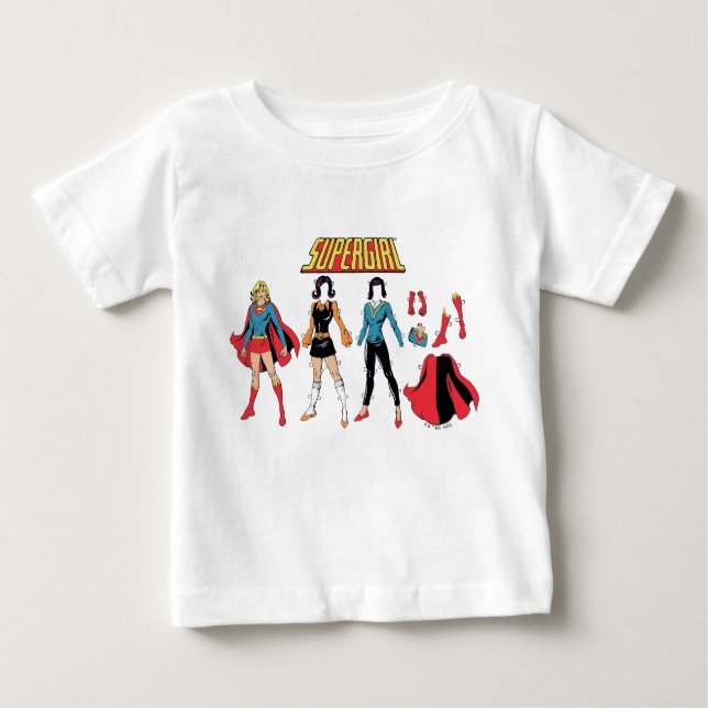 Camiseta Para Bebê Gráfico de Boneca de Papel Supergirl (Frente)