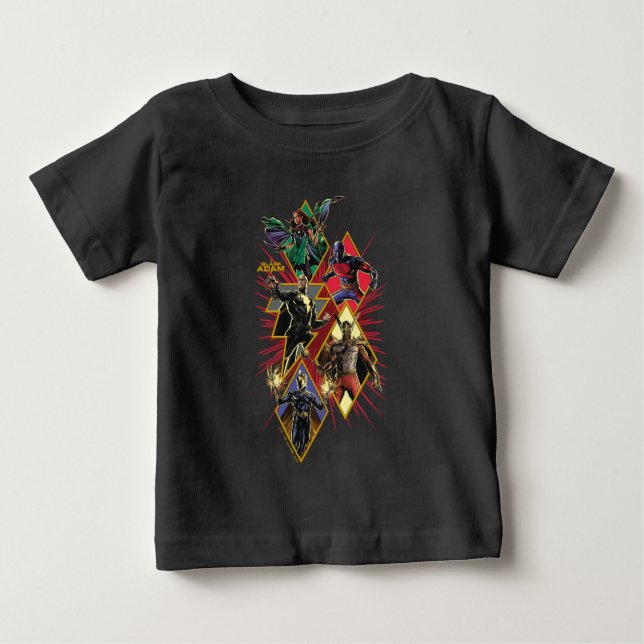 Camiseta Para Bebê Gráfico de Burst de Caractere Adão Preto (Frente)