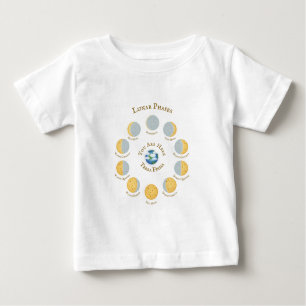 Camiseta Para Bebê Gráfico de Fases Lunares Famosos da Lua de Queijo 