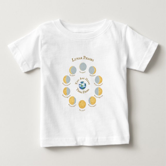 Camiseta Para Bebê Gráfico de Fases Lunares Famosos da Lua de Queijo  (Frente)