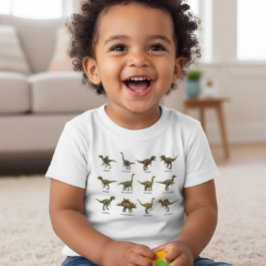 Camiseta Para Bebê Gráfico de Nomes de Dinossauros Amigos Pré-Históri