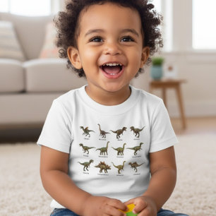 Camiseta Para Bebê Gráfico de Nomes de Dinossauros Amigos Pré-Históri