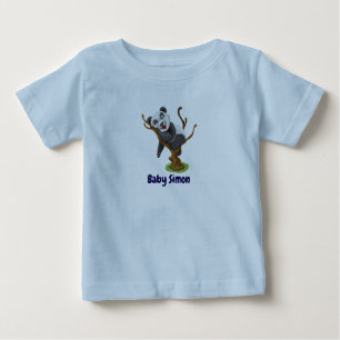 Camiseta Para Bebê Gráfico de Panda e Cubo de Selo Adorável