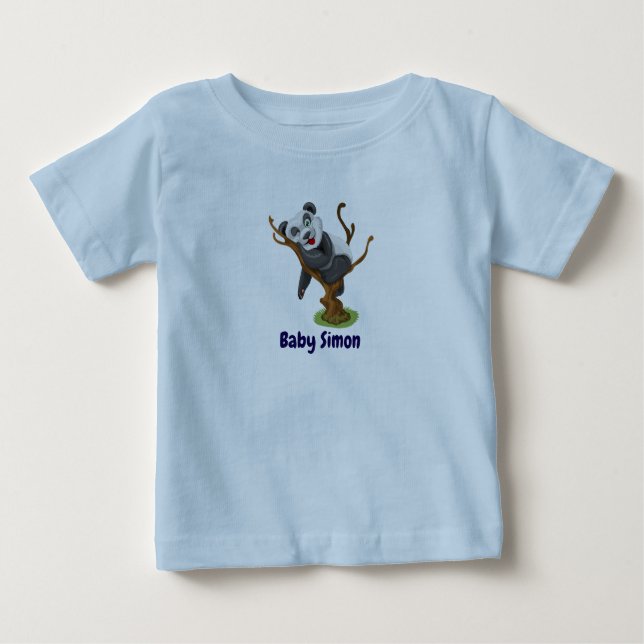 Camiseta Para Bebê Gráfico de Panda e Cubo de Selo Adorável (Frente)