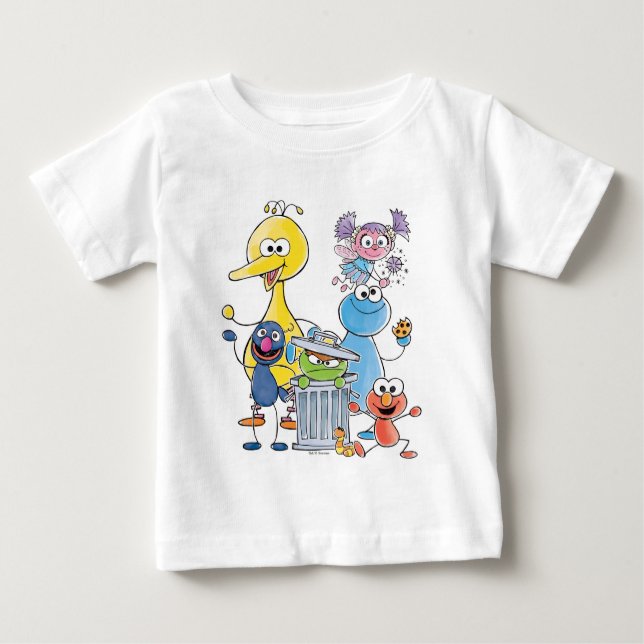 Camiseta Para Bebê Gráfico de Sesame Pals Doodley (Frente)