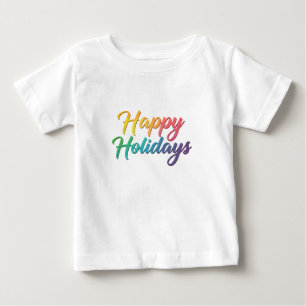 Camiseta Para Bebê Gráfico de texto de feriados felizes do Rainbow