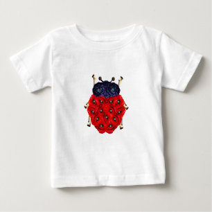 Camiseta Para Bebê Gráfico do Besouro Flor de Papoula Vermelha