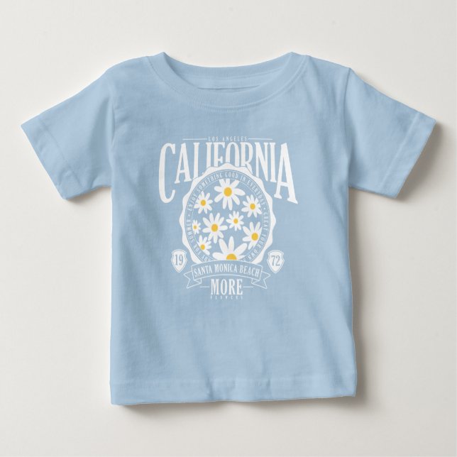 Camiseta Para Bebê Gráfico Floral de Los Angeles California (Frente)