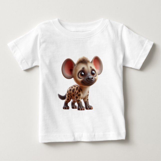 Camiseta Para Bebê Gráfico Gráfico de Hyena Cub de Cartoon Adorável (Frente)