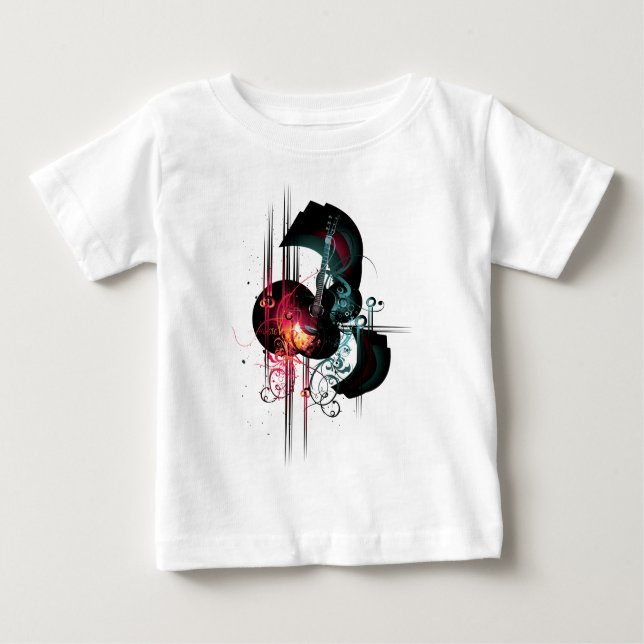 Camiseta Para Bebê Gráfico legal da música com guitarra (Frente)