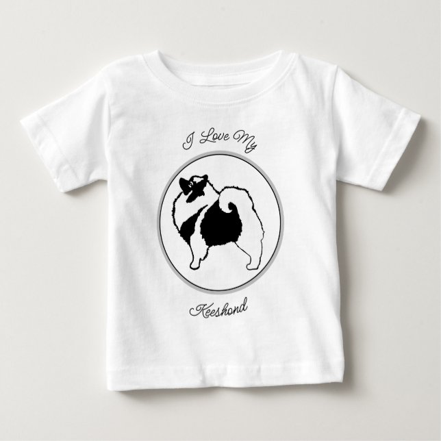 Camiseta Para Bebê Gráficos Keeshond - Arte de Cachorro Original (Frente)