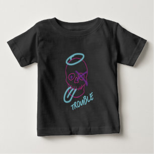 Camiseta Para Bebê Grafite do crânio - Rosa, Roxo, Azul e Preto