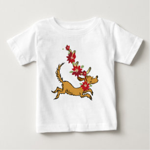 Camiseta Para Bebê Gralha   Max Christmas Pointsettia
