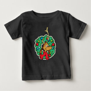 Camiseta Para Bebê Gralha   Max Christmas Wreath