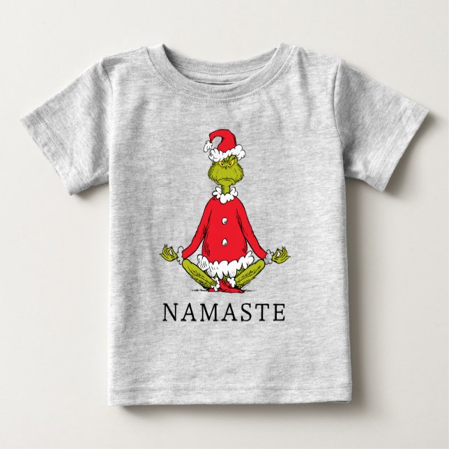 Camiseta Para Bebê Gralha | Namaste Santa Claus (Frente)