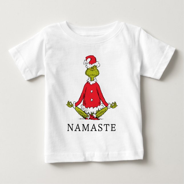 Camiseta Para Bebê Gralha | Namaste Santa Claus (Frente)
