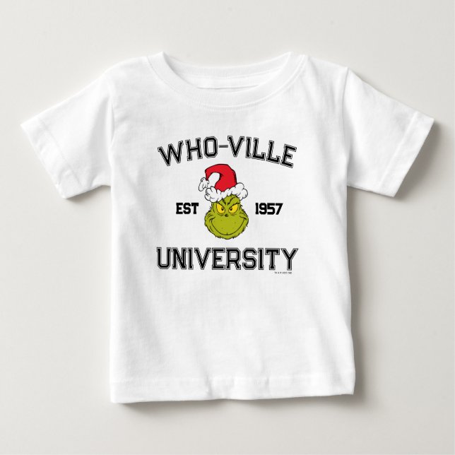Camiseta Para Bebê Gralha | Universidade de Who-ville no Leste de 195 (Frente)