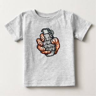 Camiseta Para Bebê Granada Mão no Estilo História em quadrinhos
