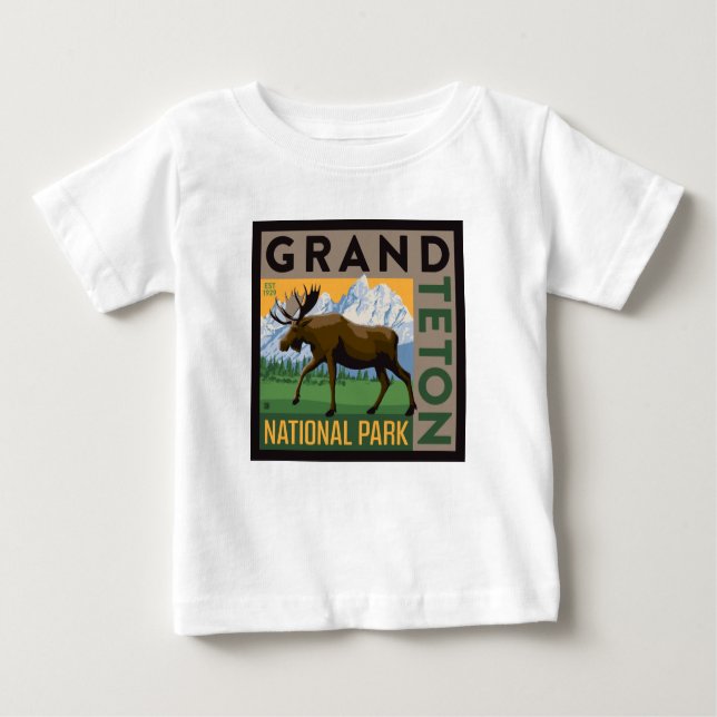Camiseta Para Bebê Grand Teton National Park Moose (Frente)