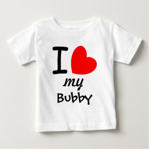 Camiseta Para Bebê Grande Coração Vermelho Eu Amo Meu BUBBY V07