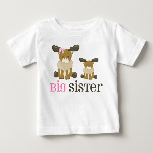 Camiseta Para Bebê Grande Irmã Mose Vestida (Frente)