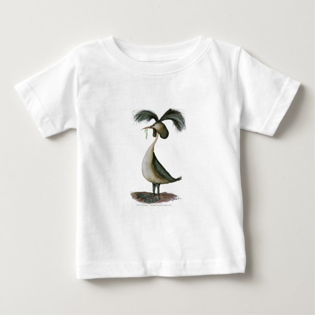 Camiseta Para Bebê grande pássaro selvagem do grebe com crista, (Frente)