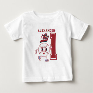 Camiseta Para Bebê Grande Rookie De Beisebol Do Ano Primeiro Aniversá