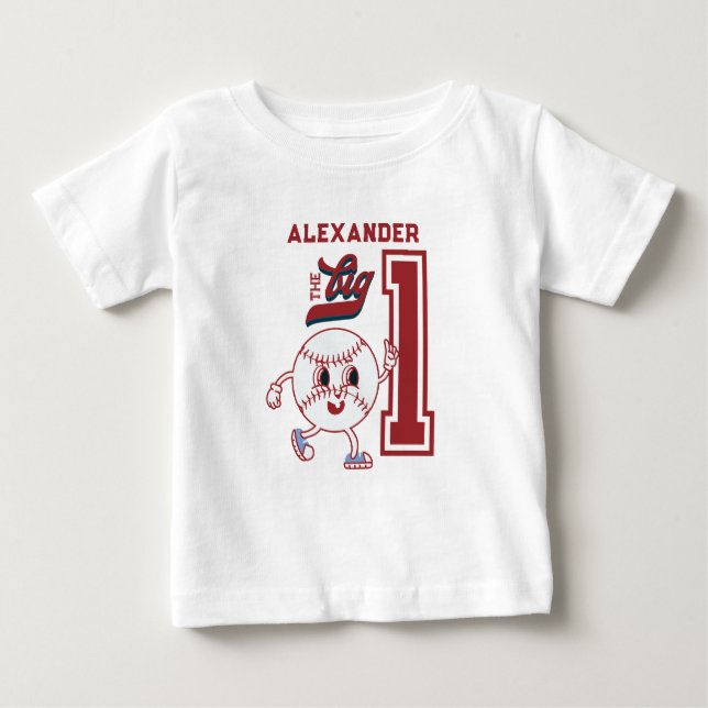 Camiseta Para Bebê Grande Rookie De Beisebol Do Ano Primeiro Aniversá (Frente)