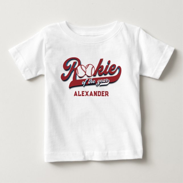 Camiseta Para Bebê Grande Rookie De Beisebol Do Ano Primeiro Aniversá (Frente)