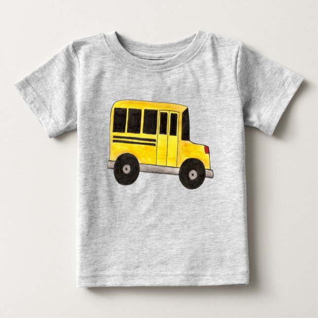 Camiseta Para Bebê Grande Transporte de Professores de Ônibus Escolar (Frente)