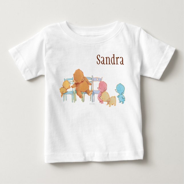 Camiseta Para Bebê Grande Urso Marrom e Amigos Compartilham Quatro Pr (Frente)
