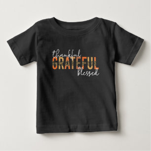 Camiseta Para Bebê Grata e Grata Abençoada Tipografia do Impressão Ch