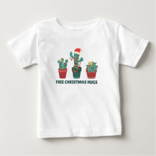Camiseta Para Bebê Grátis Abraços De Natal Plantas Engraçadas De Cact