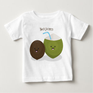 Camiseta Para Bebê Grátis feliz desenho animado de coconuts kawaii