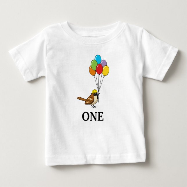Camiseta Para Bebê Grátis Sparrow com Balões Aniversário | Personaliz (Frente)