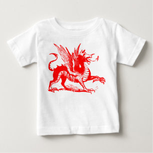 Camiseta Para Bebê Gravação do Dragão - Vermelho