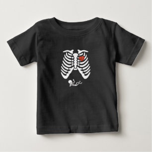 Camiseta Para Bebê Gravidez esquelética assustadora Abóbora-das-bruxa