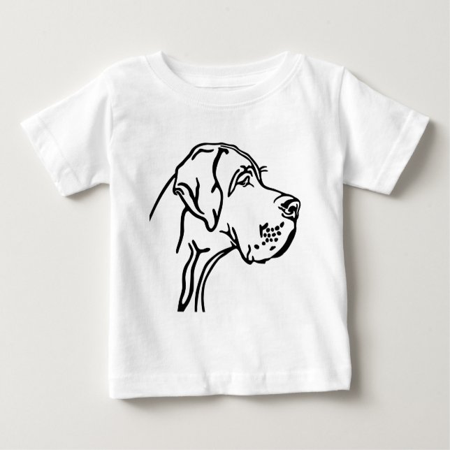Camiseta Para Bebê Great Dane Head drawing (Frente)